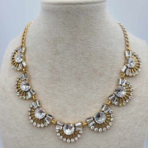 J Crew Art Deco Large Clear Crystal and Baguette Cut Necklace